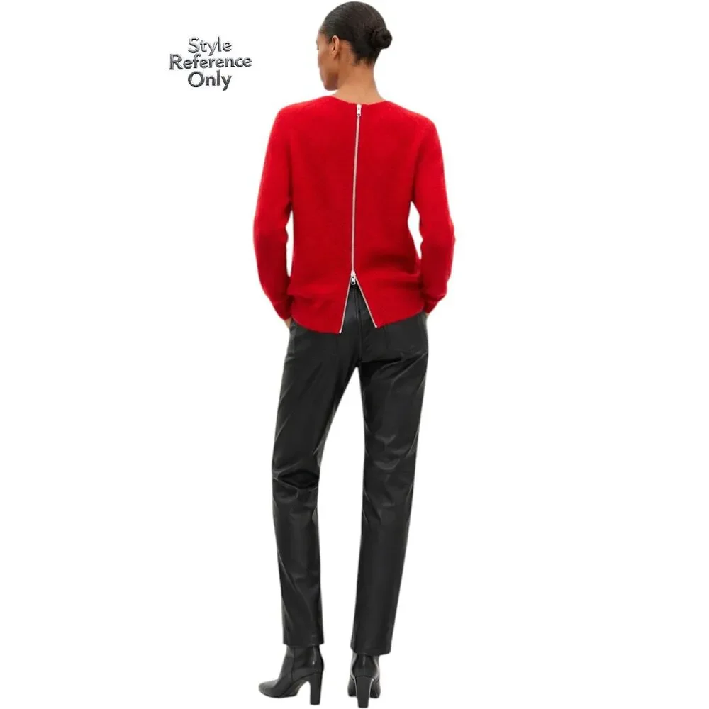 The Kooples Red Mohair Open Knit Back Zip Sweater Size Large Sheer EUC
